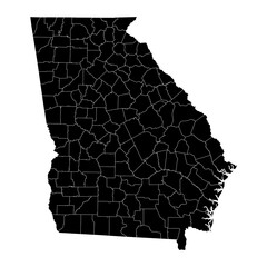Georgia state map with counties. Vector illustration. - obrazy, fototapety, plakaty