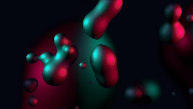 3d render of a liquid shape blob spheres in blue and red shades seamless infinite loop artistic background