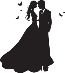 Bride and groom, Wedding, new family vector illustration, SVG	