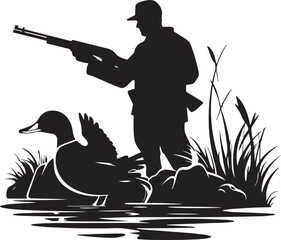 Hunting logo, hunting duck, Vector Illustration, SVG