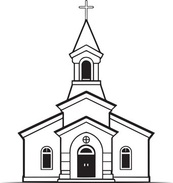 black and white church building clip art preview