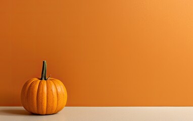A pumpkin on an orange background.