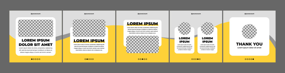 set of creative carousel or microblog templates for social media posts. social media template with yellow theme © Rozin