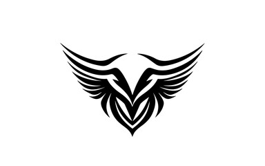 Wing shape isolated illustration with black and white style for template.