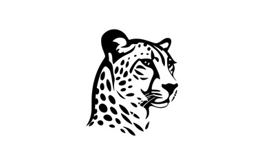 Head of Cheetah shape isolated illustration with black and white style for template.