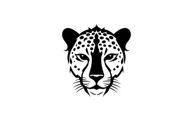 Head of Cheetah shape isolated illustration with black and white style for template.
