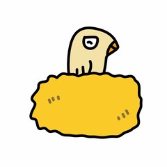 cartoon doodle bird on white background