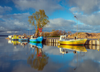 Fototapeta premium The fishing port of Krynica Morska on Vistula Spit in Poland.