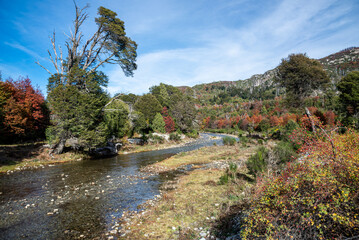 Patagonian Andean landscape in autumn