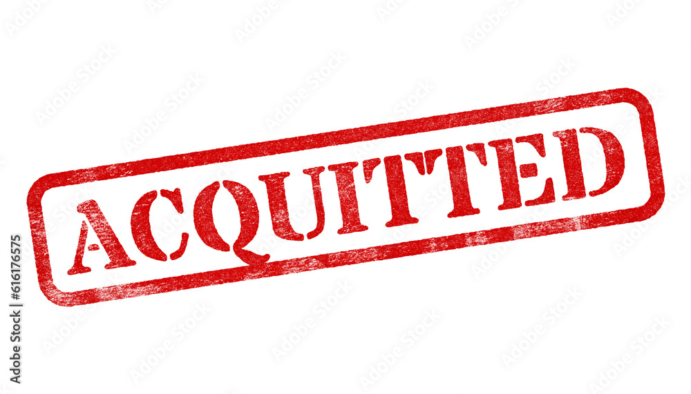 Canvas Prints acquitted red rubber stamp isolated on transparent background with distressed texture effect