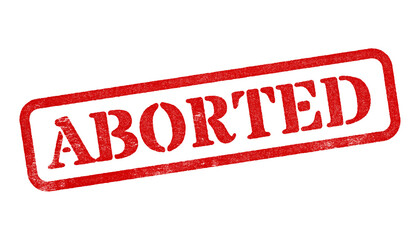 Aborted red rubber stamp isolated on transparent background with distressed texture effect