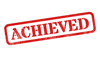 Achieved red rubber stamp isolated on transparent background with distressed texture effect