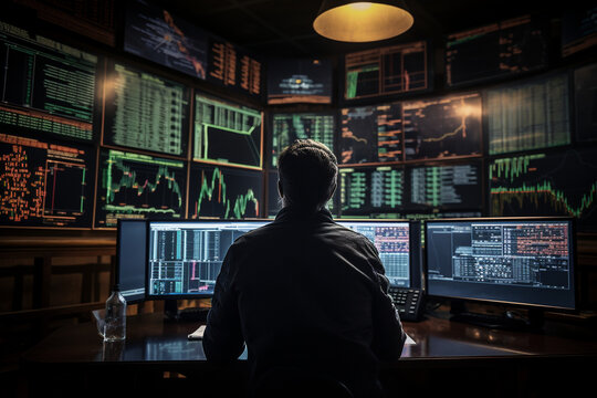 a trader monitoring currency exchange rates and placing trades on a foreign exchange platform Generative AI