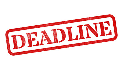 Deadline red rubber stamp isolated on transparent background with distressed texture effect