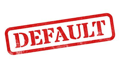 Default red rubber stamp isolated on transparent background with distressed texture effect