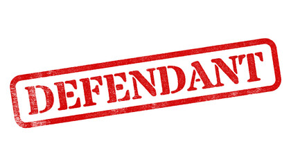 Defendant red rubber stamp isolated on transparent background with distressed texture effect