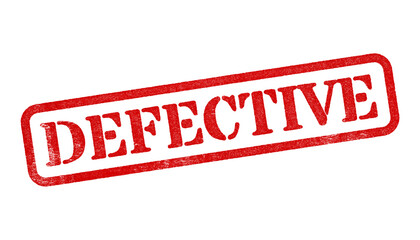 Defective red rubber stamp isolated on transparent background with distressed texture effect