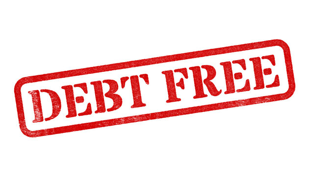 Debt Free red rubber stamp isolated on transparent background with distressed texture effect