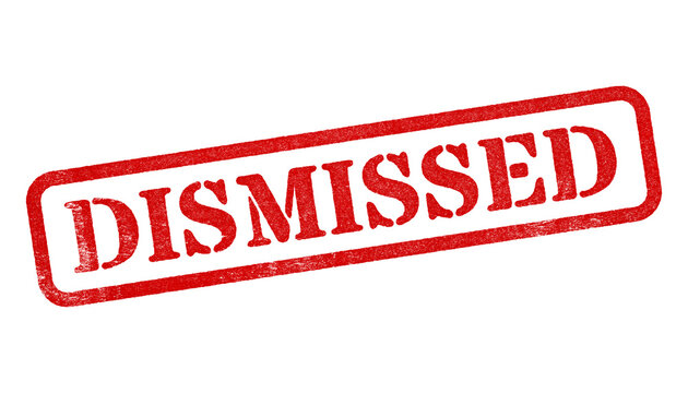 Dismissed red rubber stamp isolated on transparent background with distressed texture effect