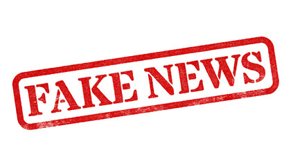 Fake News red rubber stamp isolated on transparent background with distressed texture effect