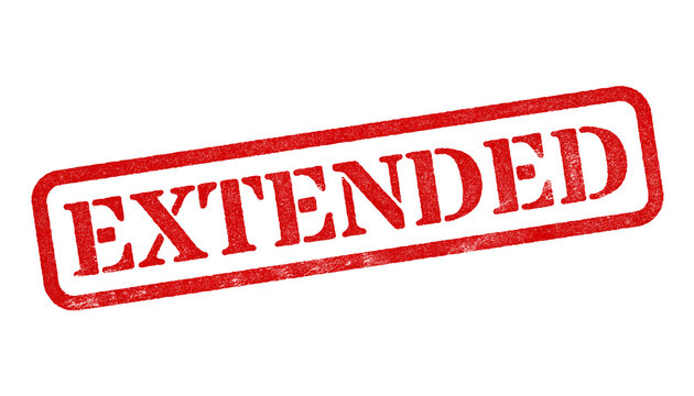 Extended red rubber stamp isolated on transparent background with distressed texture effect