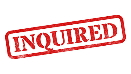 Inquired red rubber stamp isolated on transparent background with distressed texture effect