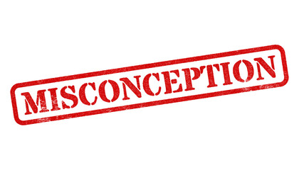 Misconception red rubber stamp isolated on transparent background with distressed texture effect