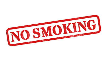 No Smoking red rubber stamp isolated on transparent background with distressed texture effect