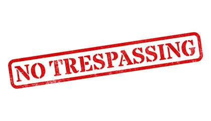 No Trespassing red rubber stamp isolated on transparent background with distressed texture effect