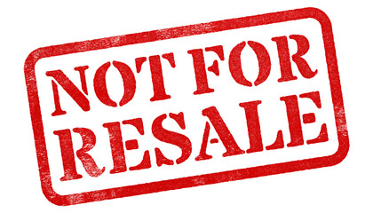 Not For Resale red rubber stamp isolated on transparent background with distressed texture effect