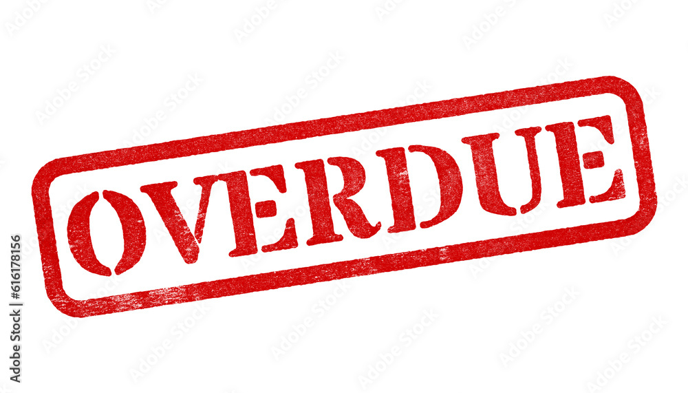 Canvas Prints overdue red rubber stamp isolated on transparent background with distressed texture effect