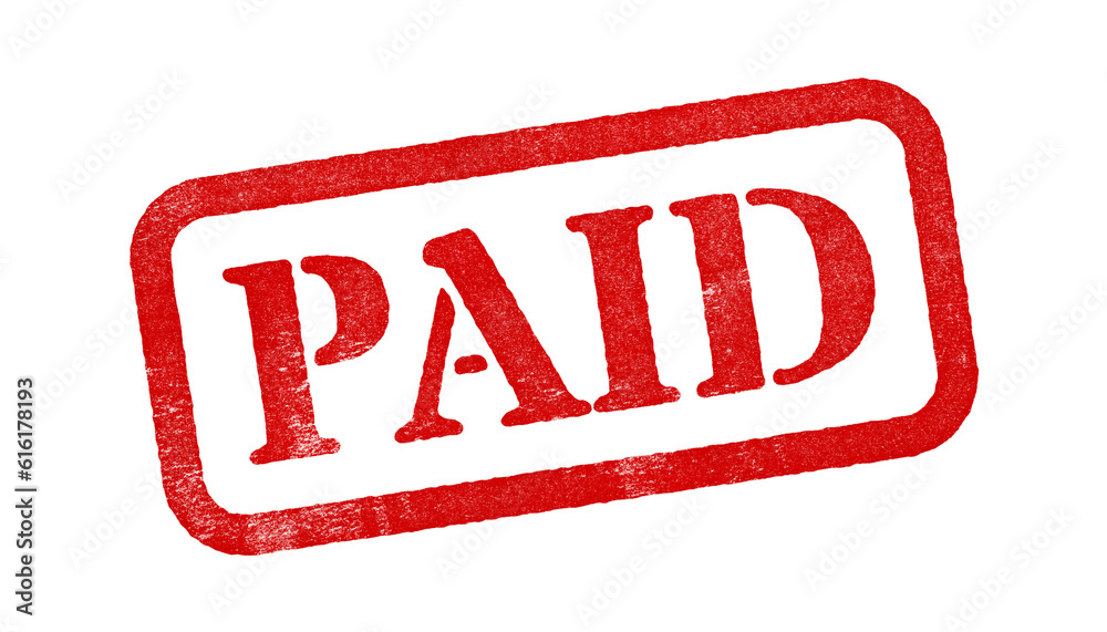 Canvas Prints paid red rubber stamp isolated on transparent background with distressed texture effect