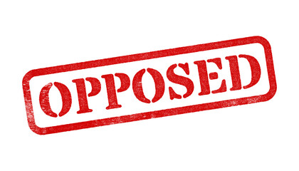 Opposed red rubber stamp isolated on transparent background with distressed texture effect