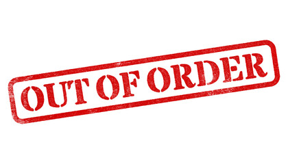 Out of Order red rubber stamp isolated on transparent background with distressed texture effect