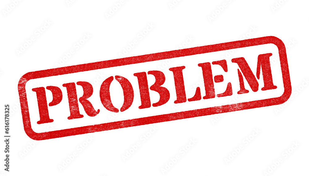 Wall mural problem red rubber stamp isolated on transparent background with distressed texture effect
