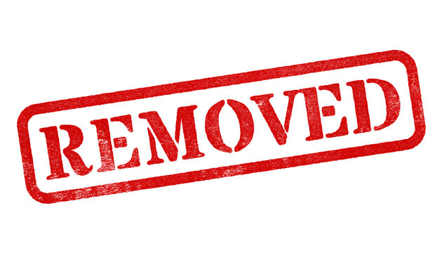 Removed red rubber stamp isolated on transparent background with distressed texture effect