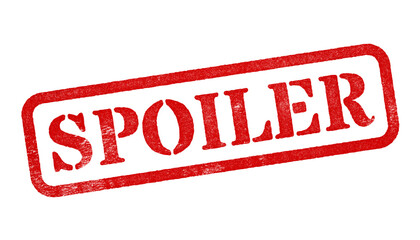 Spoiler red rubber stamp isolated on transparent background with distressed texture effect