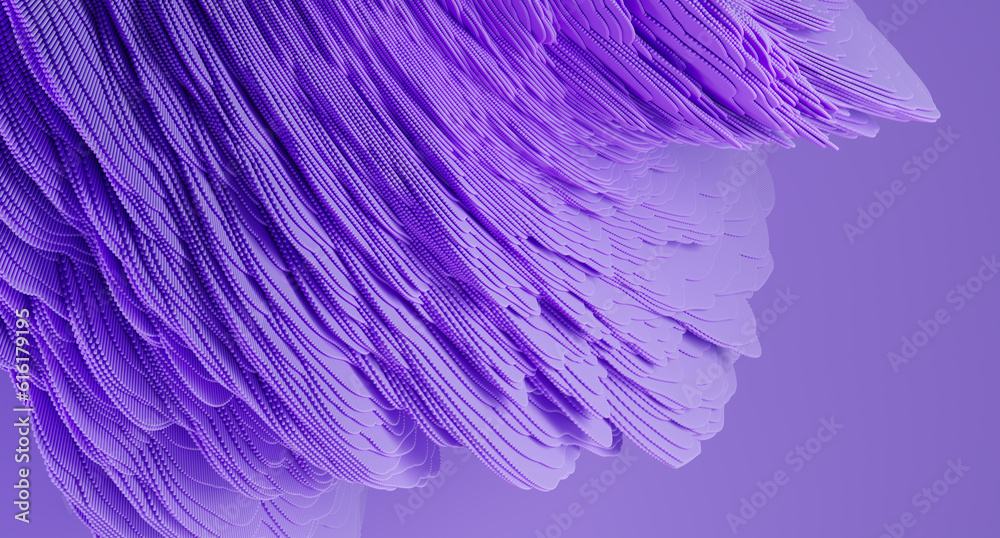 Poster 3d render of Violet abstract shape. Dynamic futuristic background.