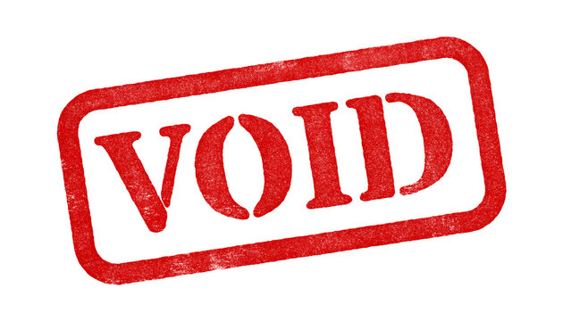 Void red rubber stamp isolated on transparent background with distressed texture effect