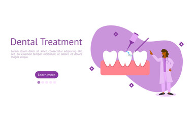 dental care illustration set. characters seen dentist treats a broken tooth by bonding tooth with teeth fragments. broken tooth treatment concept. vector illustration