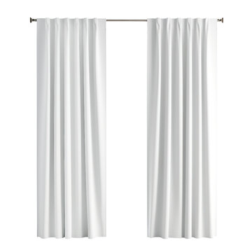 Naklejka Photo Realistic White Blank Curtains Template. Front View. Interior Mockup. Ai Generative