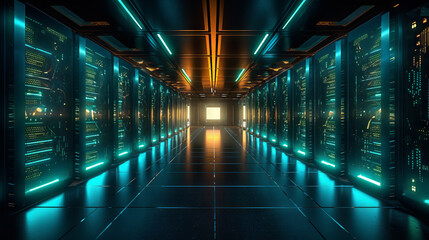 View inside a server room