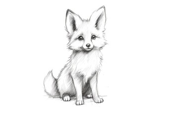 Obraz premium Cute Fox drawing on white background - generative AI