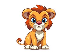 Fototapeta premium Lion in Cartoon Style on white background - generative AI