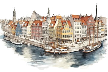 Fototapeta premium Denmark isolated on white background. Generated by AI.