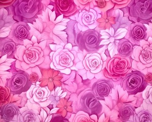 The background displays magenta shades with abstract floral pattern. (Generative AI)
