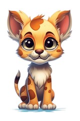 Fototapeta na wymiar Cute baby Cougar in Cartoon Style on white background - generative AI