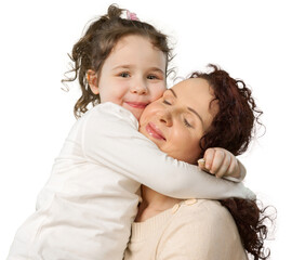 Portrait of Mother and Young Daughter Embracing
