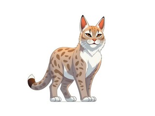 Fototapeta na wymiar Bobcat in Cartoon Style on white background - generative AI