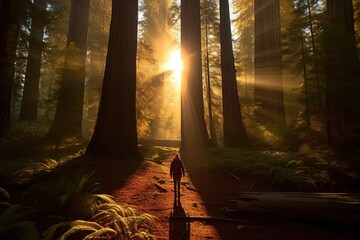 Redwood Forest, California, USA. Redwood National Park is one of the oldest national parks in the world with AI-Generated Images